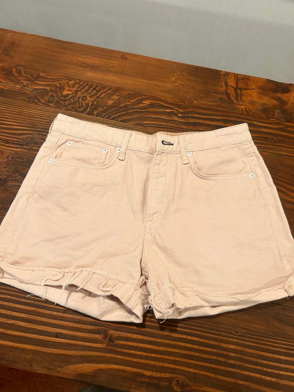 rag & bone Pale Pink Denim Cutoff Shorts